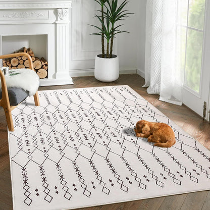 Großer Wohnzimmer Teppich Abstraktes Muster Kurzflorig