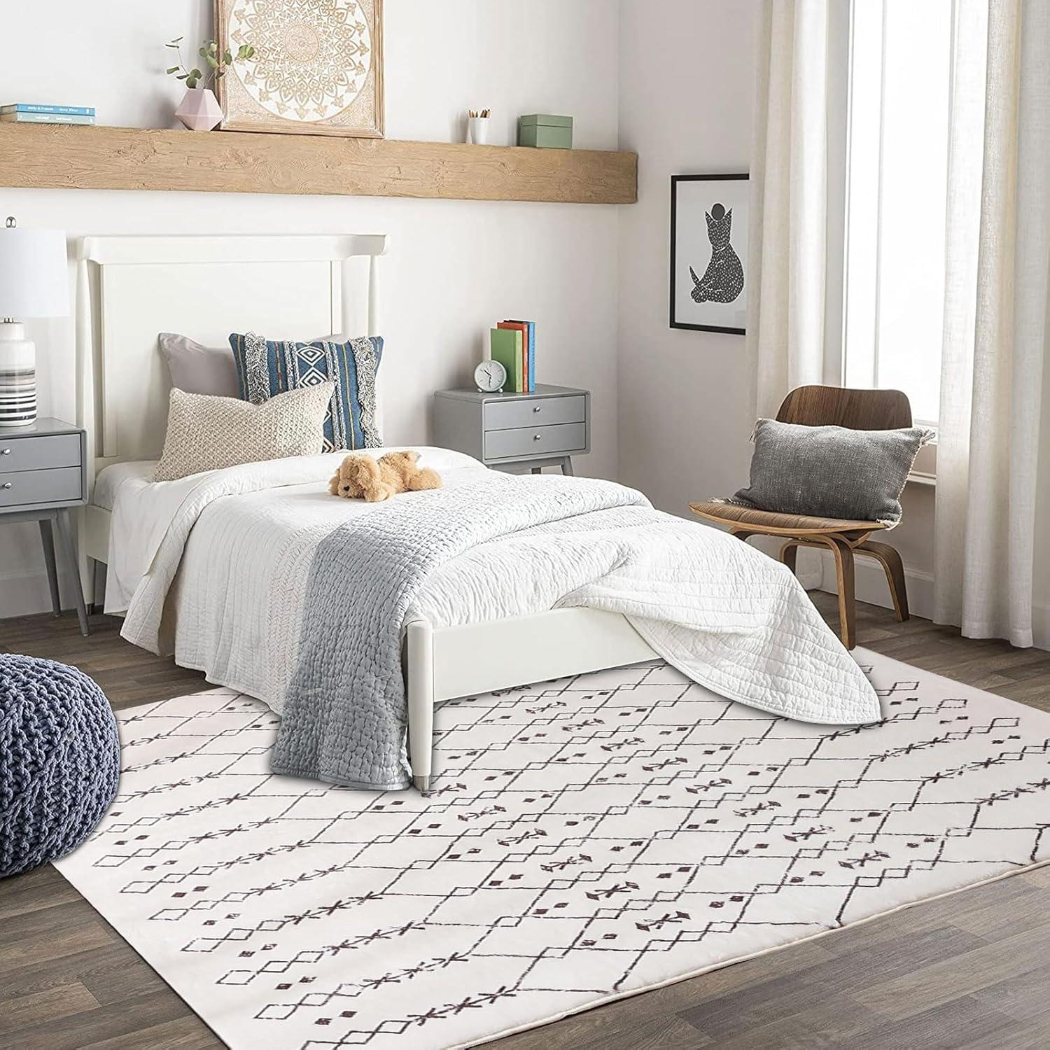 Abstrakter Teppich Wohnzimmer Anti-Rutsch Teppich Beige 120x160cm