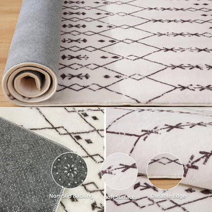 Leesentec Großer abstrakter Teppich 120x160cm Beige/Elfenbein