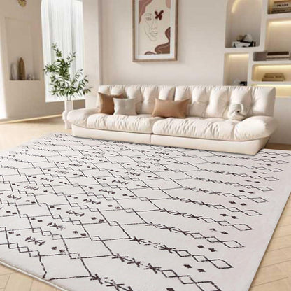 Großer Abstrakter Teppich 120x160cm Beige/Elfenbein Rutschfester