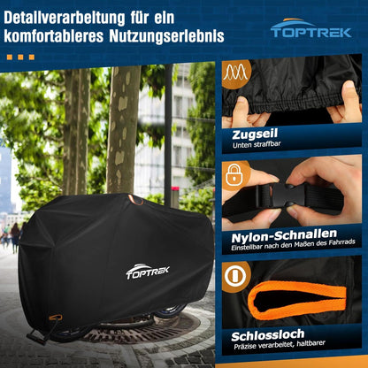 Toptrek Fahrradabdeckung wasserdicht 420D Regenschutz 220x120x110cm