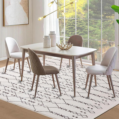 Großer Teppich Abstraktes Design Weiß 160x200cm Beige/Elfenbein