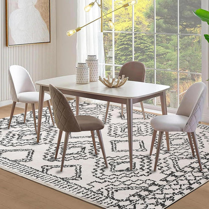 Moderner Abstrakter Teppich 160x200cm Elfenbein/Schwarz