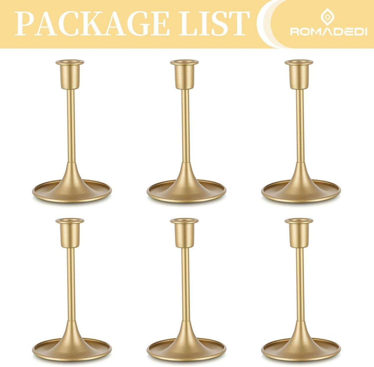 Goldene Kerzenständer 6er Set - Stabkerzen Weihnachten Wohnzimmer Vintage