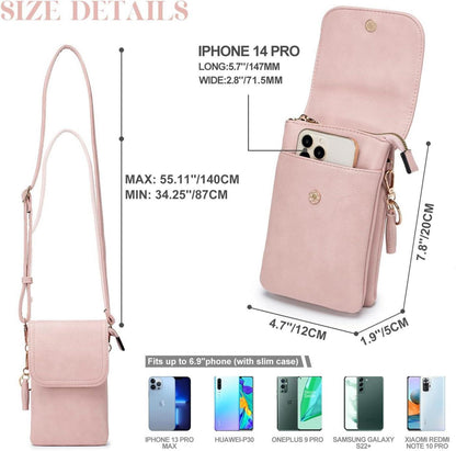 Roulens Handy Umhängetasche Damen, Handytasche mit Geldbörse, PU Leder Tasche verstellbarer Riemen