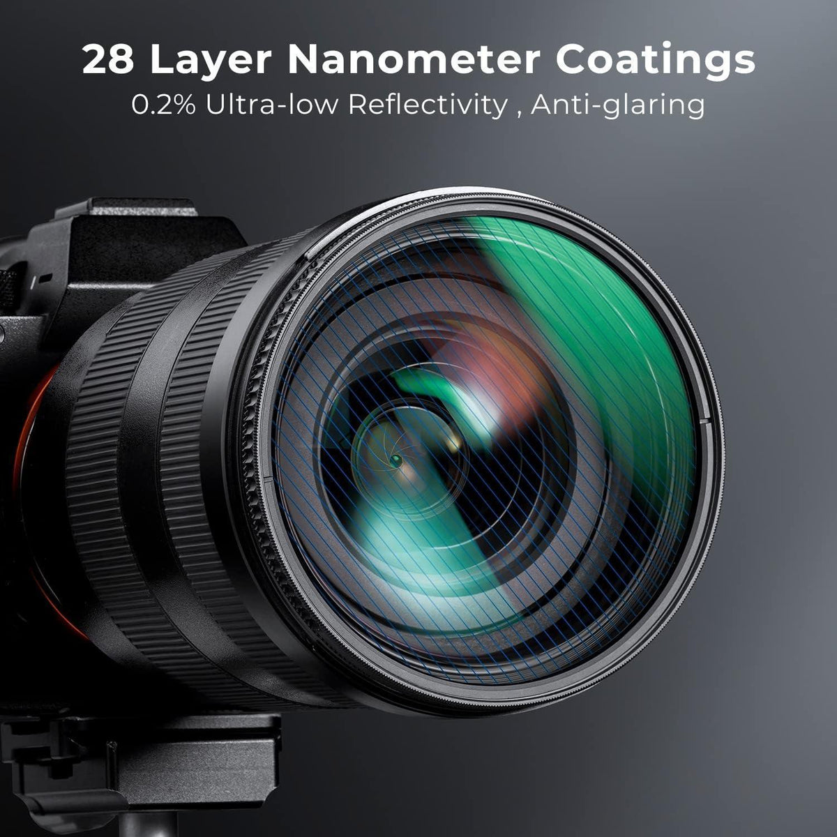 Anamorpher Effektfilter 72mm mit blauen Streifen