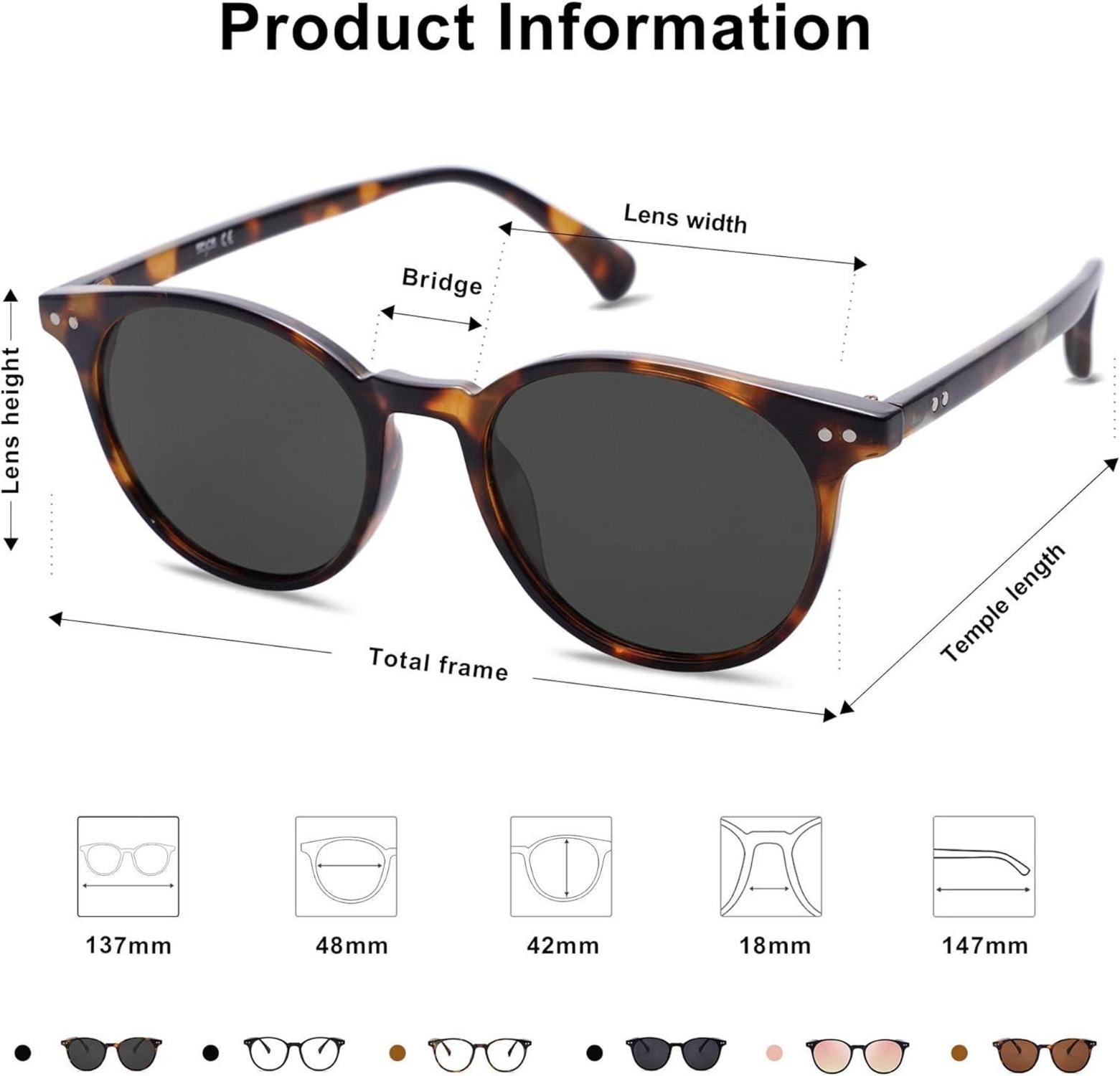Polarisierte Runde Sonnenbrille Retro Vintage Schutz UV400 - Braune