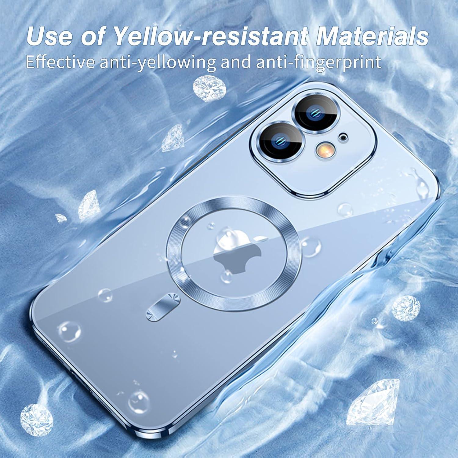 Klare Magnetische iPhone 12 Hülle Anti-Fingerabdruck Blau