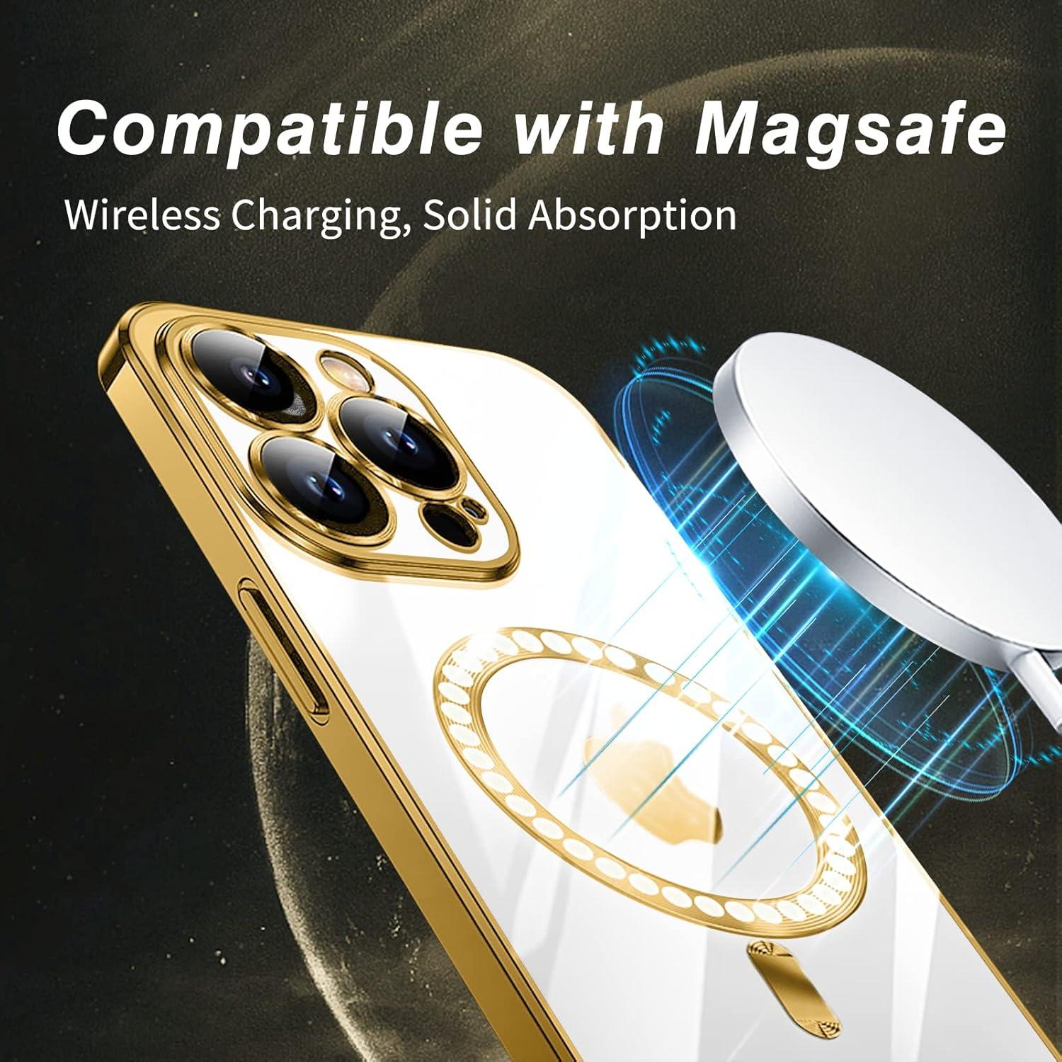 Klare Schlanke Handyhülle für iPhone 12 Pro Max mit MagSafe - Anti-Fingerabdruck - Nie Vergilbung - Kratzfest - Gold