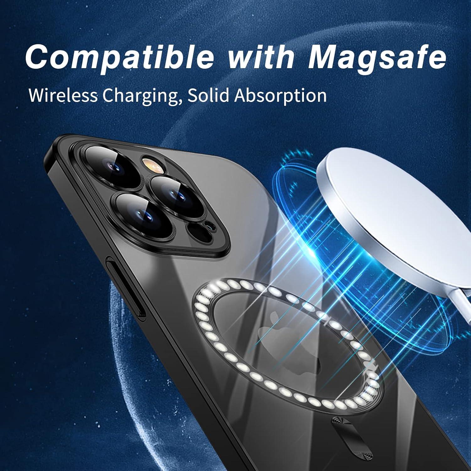 Klare Schlanke Magnetische Handyhülle für iPhone 12 Pro Max mit MagSafe-Funktion - Schwarz