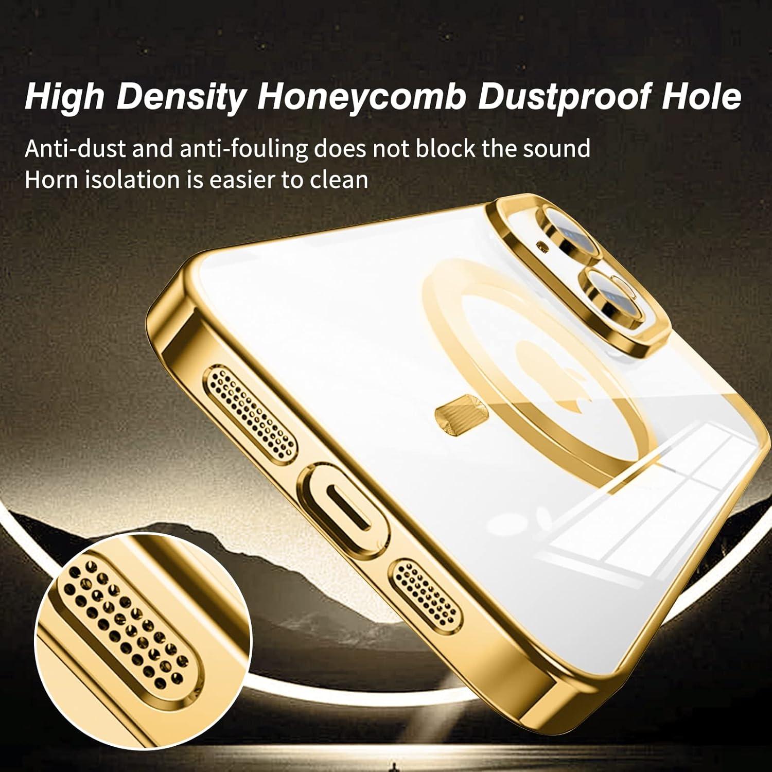 Klare iPhone 13 Hülle MagSafe Anti-Fingerabdruck Dünn Gold