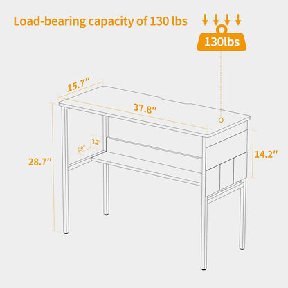 Kompakter PC-Tisch Holz Metall Modern Bürotisch 96x40
