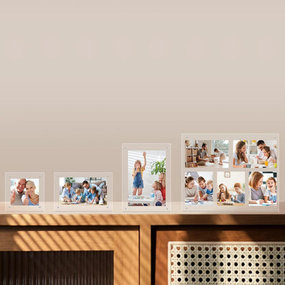 Acrylic Picture Frames 4 Pack 10x15 cm Magnetic Floating Frame Clear Stand