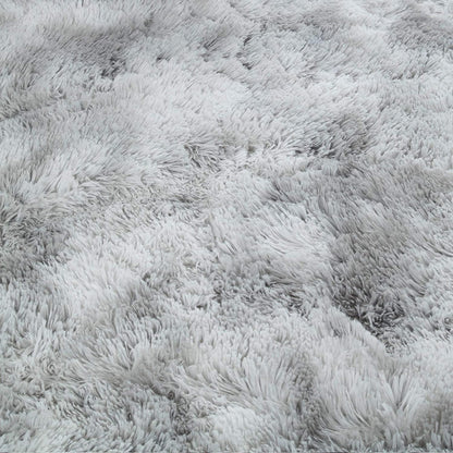 Hochflor Teppich Grau Weiß 250x300 cm, Flauschig & Rutschfest