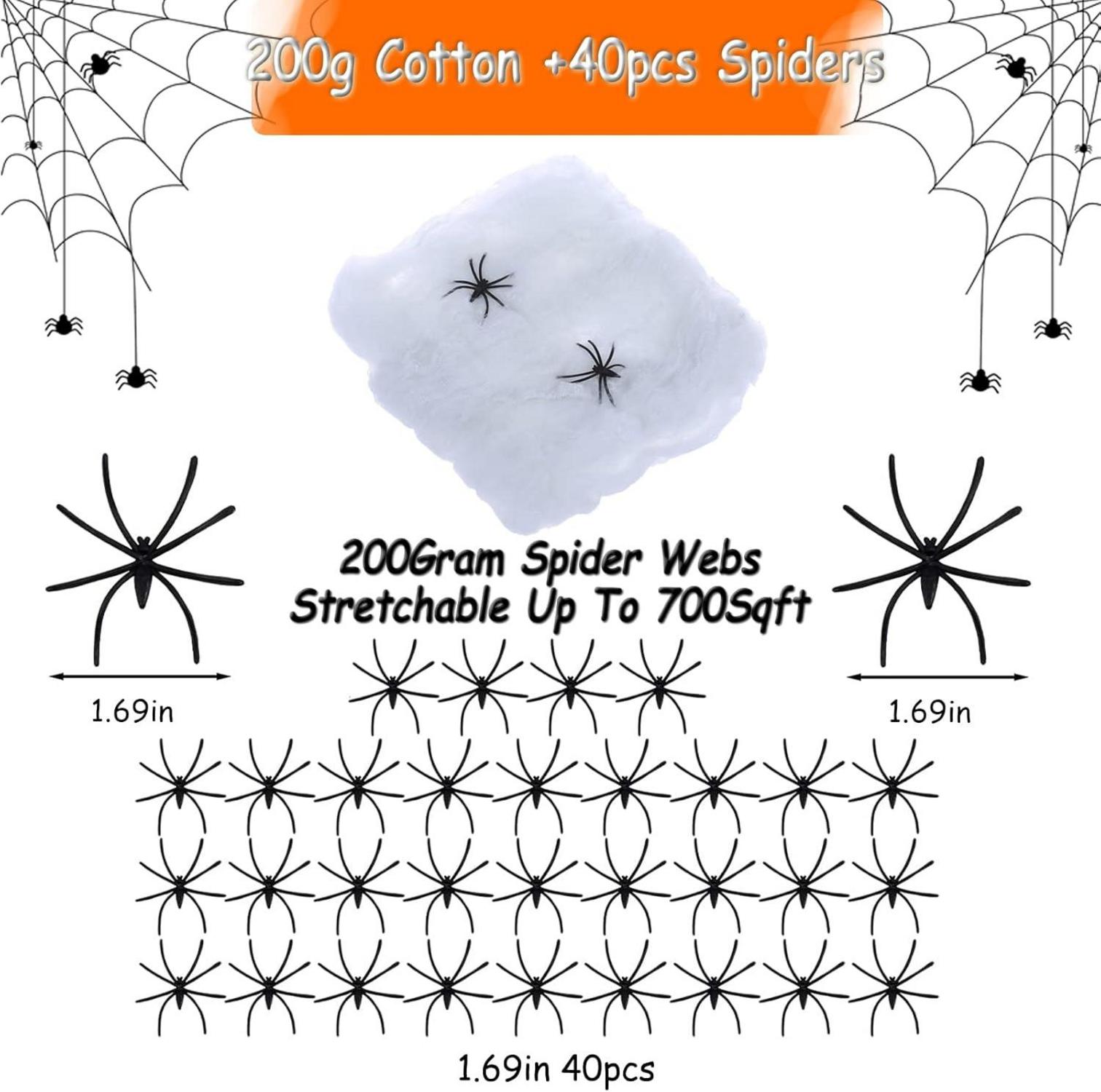 Halloween Deko Set mit Dehnbaren Spinnennetzen und
