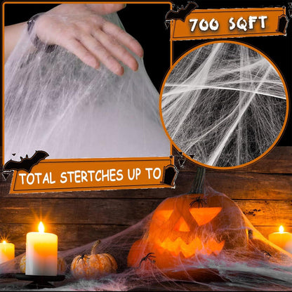 Halloween Deko Set Spinnennetze & Künstliche Spinnen für Innen und