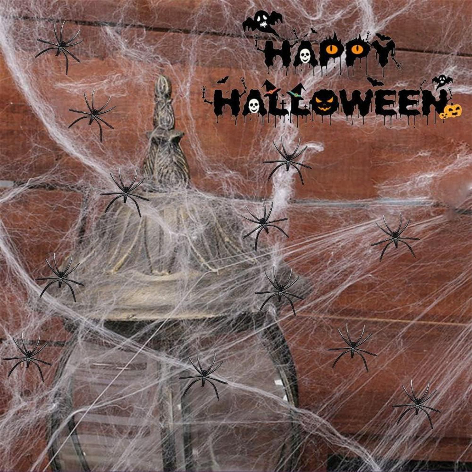 Halloween Deko Set 240g Spinnennetze Künstliche Spinnen Innen Außen