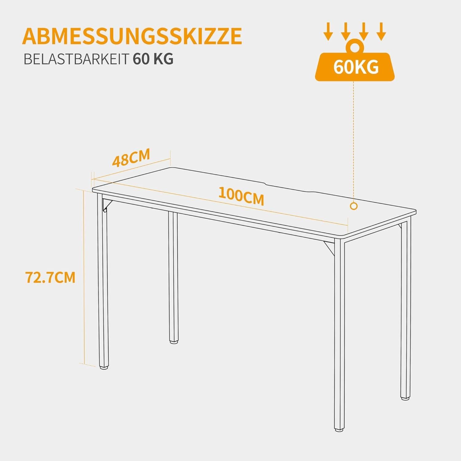 Schreibtisch PC Tisch Industriedesign Hellbraun 100x48x75cm