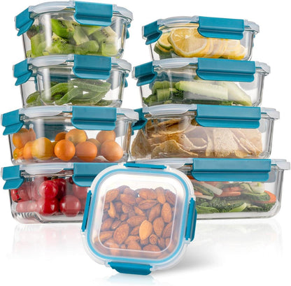 18tlg Glas-Frischhaltedosen Set Meal Prep Box Behälter auslaufsicher BPA-frei