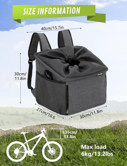 Pecute Hundefahrradkorb 4-in-1 Welpenfahrradtasche Dunkelgrau