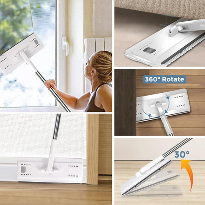 Masthome Bodenwischer Set mit Eimer und 10 Mikrofaser Moppkopf, Edelstahlgriff