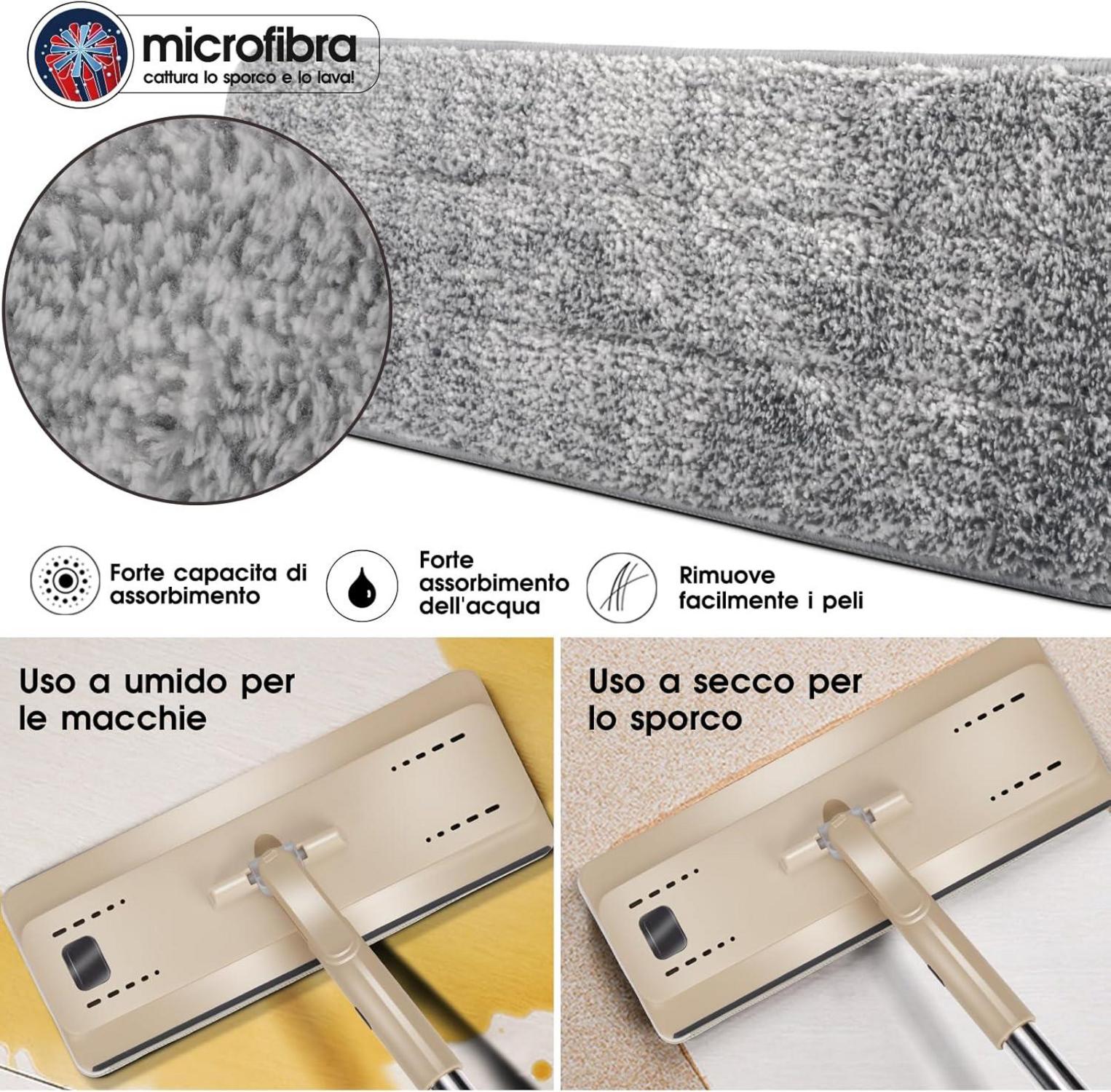 Masthome Bodenwischer Eimer Set Mikrofaser Pads Edelstahlgriff Wischmopp