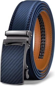 Gürtel Herren Ledergürtel Automatikschließe Business Anzug 35mm Blau