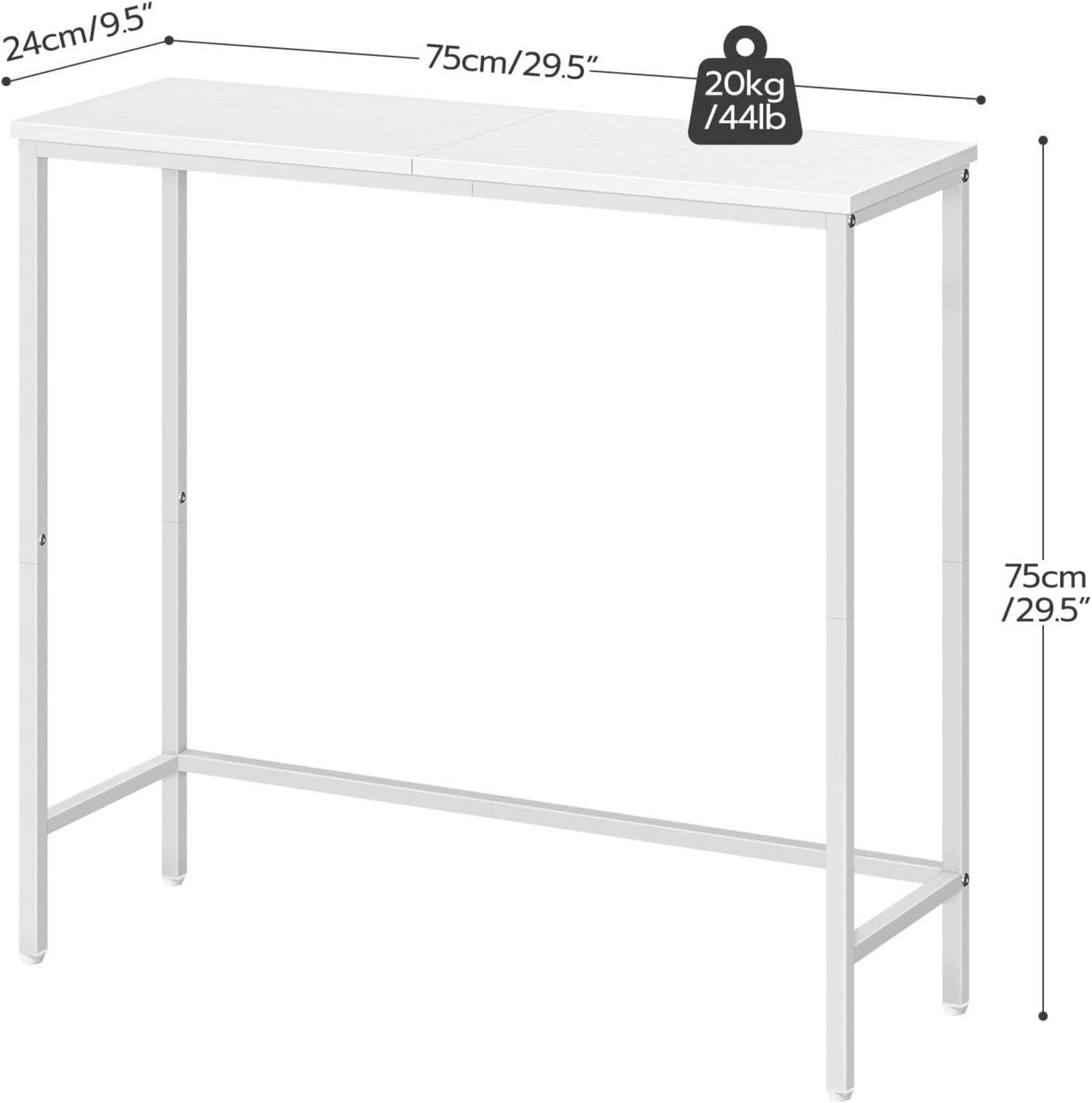 Schmaler Konsolentisch 75 cm Weiß Holz Metall Industriestil