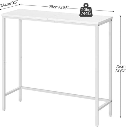 Schmaler Konsolentisch 75 cm Weiß Holz Metall Industriestil