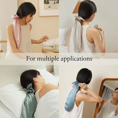 2-in-1 Seide Schlafmütze & Scrunchies Set langes Haar