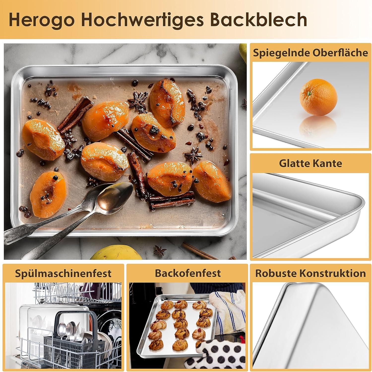 Backblech mit Abkühlgitter und Kuchengitter, Edelstahl Ofenblech Set