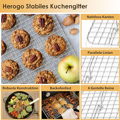 Herogo Backblech mit Abkühlgitter Edelstahl Set 40,5 x 30,4 cm