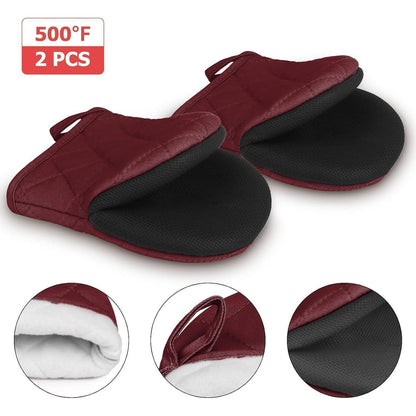 Hitzebeständige Ofenhandschuhe Dunkelrot - Set mit 2