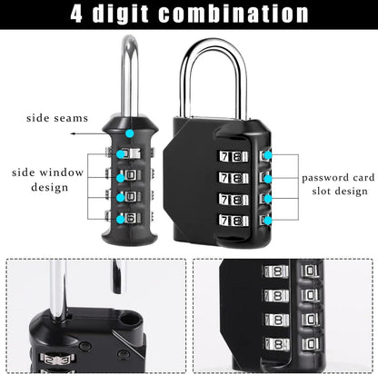 2er-Pack Vorhängeschloss Zahlenschloss Zinklegierung Schwarz Blau