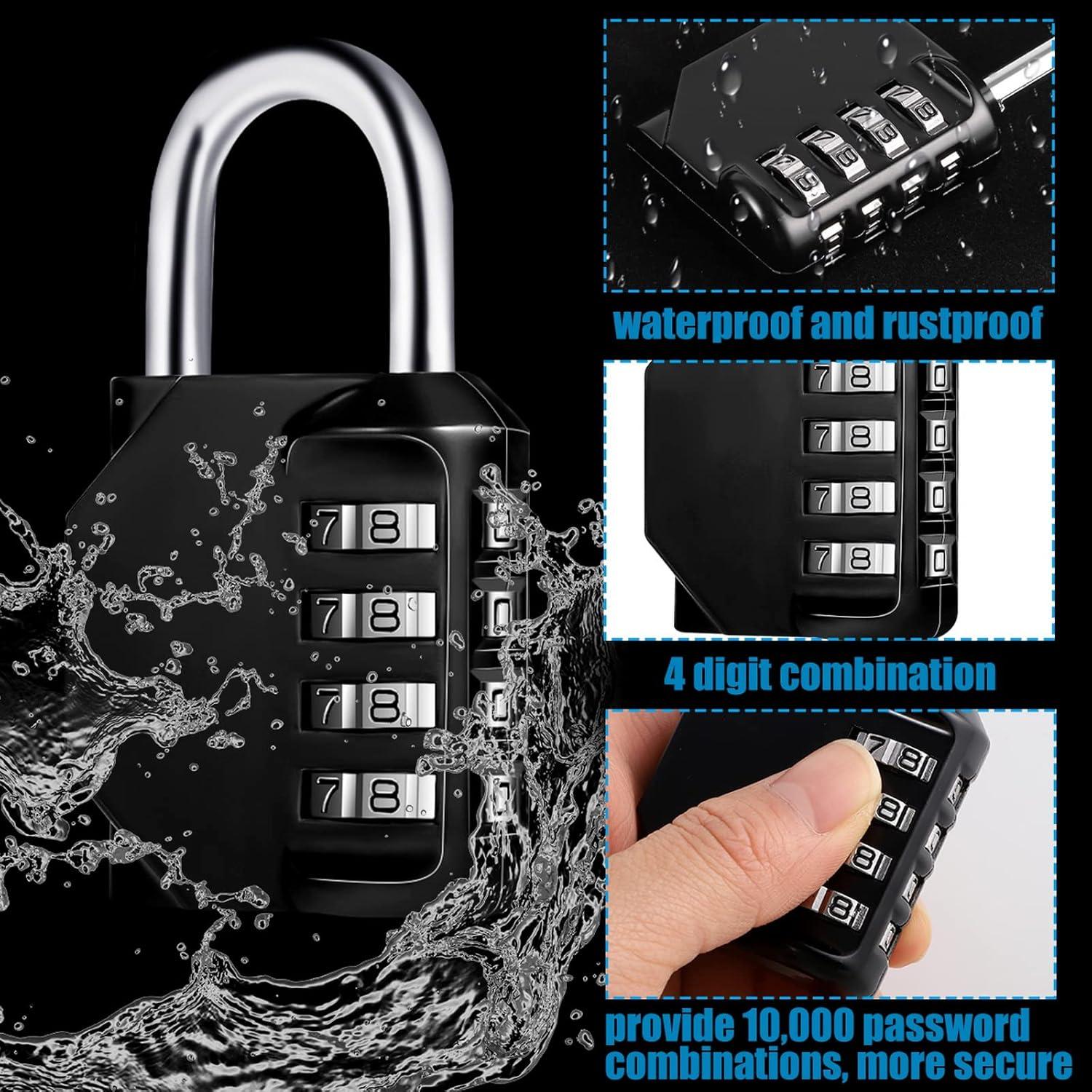 Zinklegierung Vorhängeschloss 4-stellig Zahlencode (Schwarz/Blau) 2er-Pack