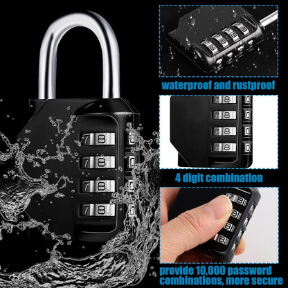 Zinklegierung Vorhängeschloss 4-stellig Zahlencode (Schwarz/Blau) 2er-Pack
