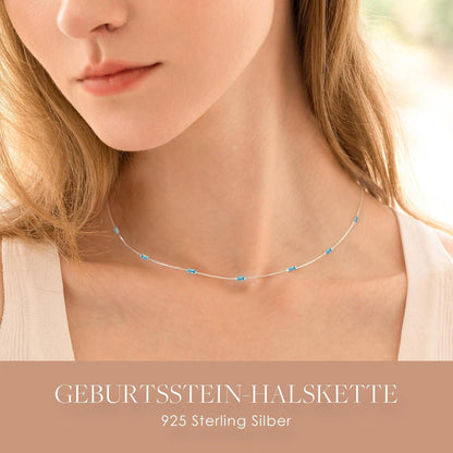 Halskette Damen 925 Silber vergoldet mit Geburtsstein