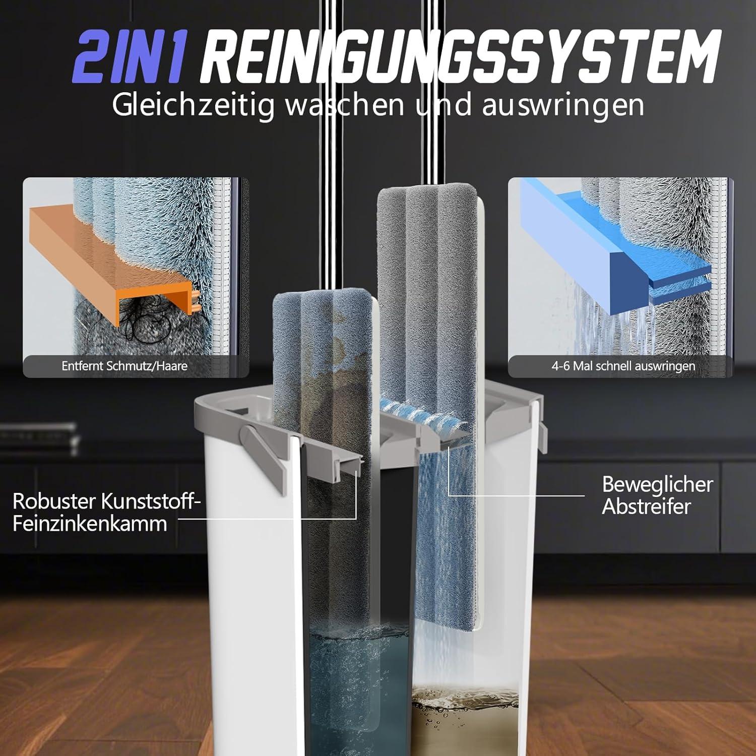 Masthome Wischmopp Set mit Eimer und 10 Mikrofaser
