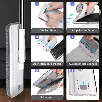 Masthome Wischmopp Set mit Eimer 10 Mikrofaser Pads Edelstahl Griff
