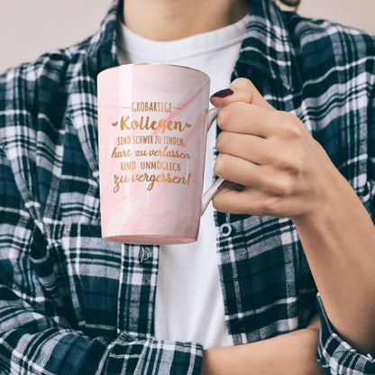 Abschiedsgeschenk Kollegin 400ml Marmor Kaffeetasse Spruch