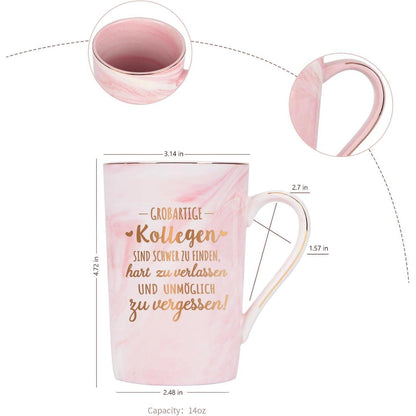 Abschiedsgeschenk Kollegin 400ml Marmor Kaffeetasse Spruch