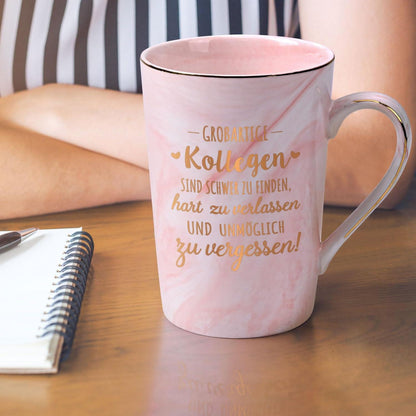 Abschiedsgeschenk Kollegin 400ml Marmor Kaffeetasse Spruch