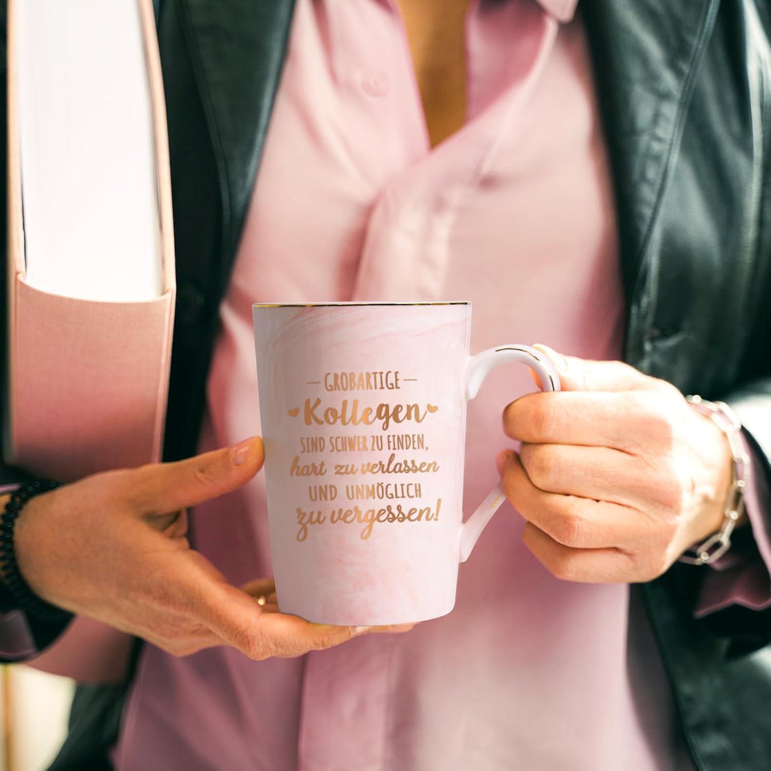 Abschiedsgeschenk Kaffeetasse für Kollegin 400ml mit Spruch & Geschenkbox