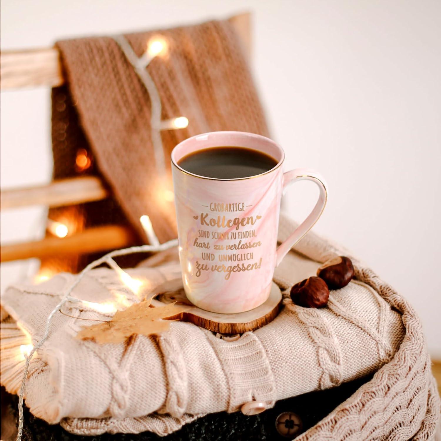 Personalisierte Marmor Kaffeetasse 400ml Abschiedsgeschenk Kollegin Spruch