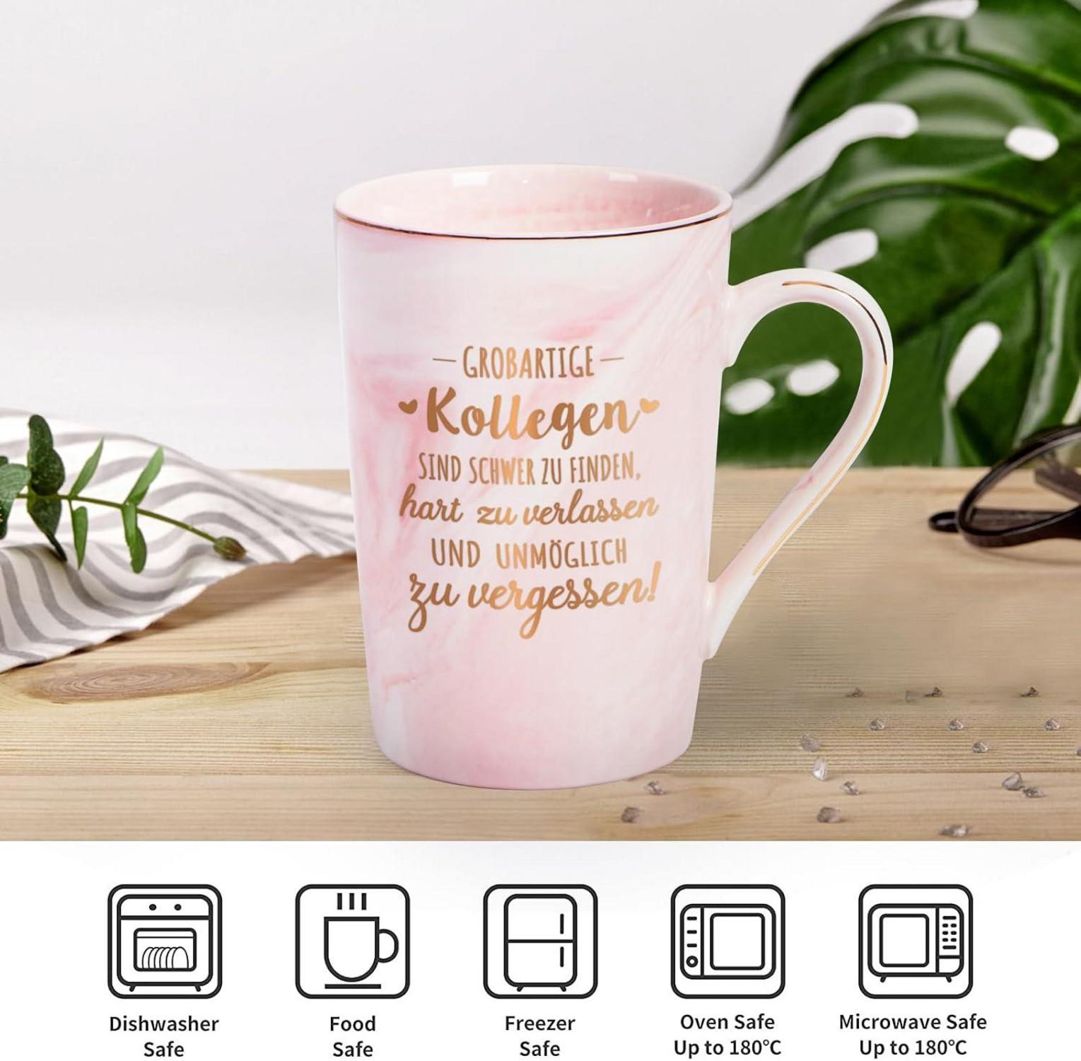 Personalisierte Marmor Kaffeetasse 400ml Abschiedsgeschenk Kollegin Spruch