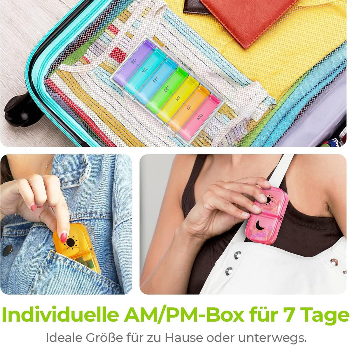 Tablettenbox 7 Tage 2 Fächer handlich feuchtigkeitsbeständig