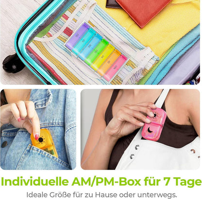 Tablettenbox 7 Tage 2 Fächer handlich feuchtigkeitsbeständig
