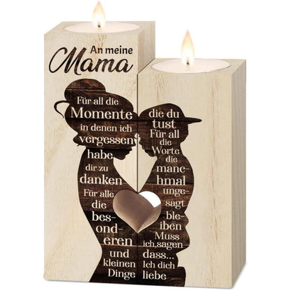 Personalisierter Holz Kerzenhalter für Mama - Mama Geschenk