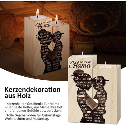 Personalisierter Holz Kerzenhalter für Mama - Mama Geschenk