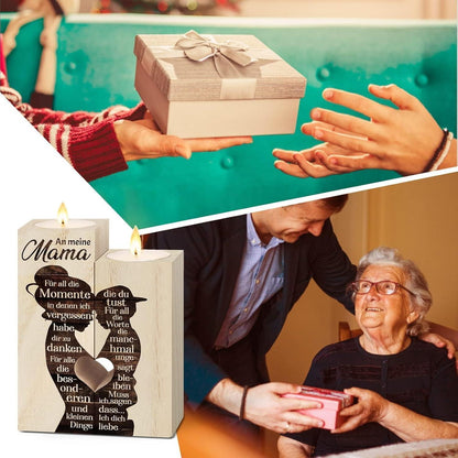 Personalisierter Holz Kerzenhalter für Mama - Mama Geschenk